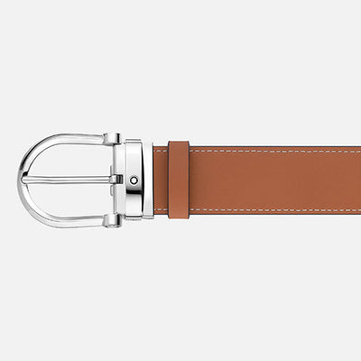 Mont Blanc, Horseshoe buckle green/tan 35 mm reversible leather belt