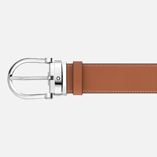 Mont Blanc, Horseshoe buckle green/tan 35 mm reversible leather belt