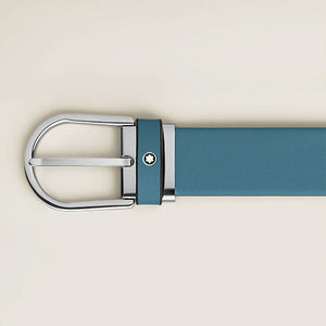 Mont Blanc, Horseshoe Buckle Smoky Blue 35 mm Leather Belt