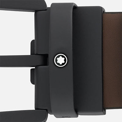Mont Blanc, Horseshoe buckle brown 35 mm leather belt