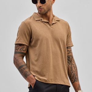 Light Brown Textured Cuban T-Shirt