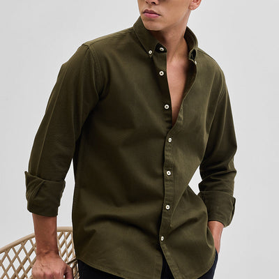 Olive Solid Twill Shirt