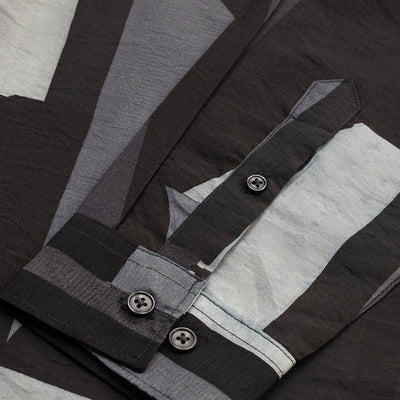 Black Abstract Mandarin Shirt