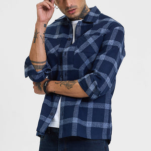 Navy Checks Relaxed Fit Overshirt