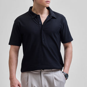 Black Textured Polo T-Shirt