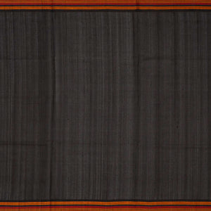 Black Handloom Kora Silk Saree With Checks & Thread Work Border