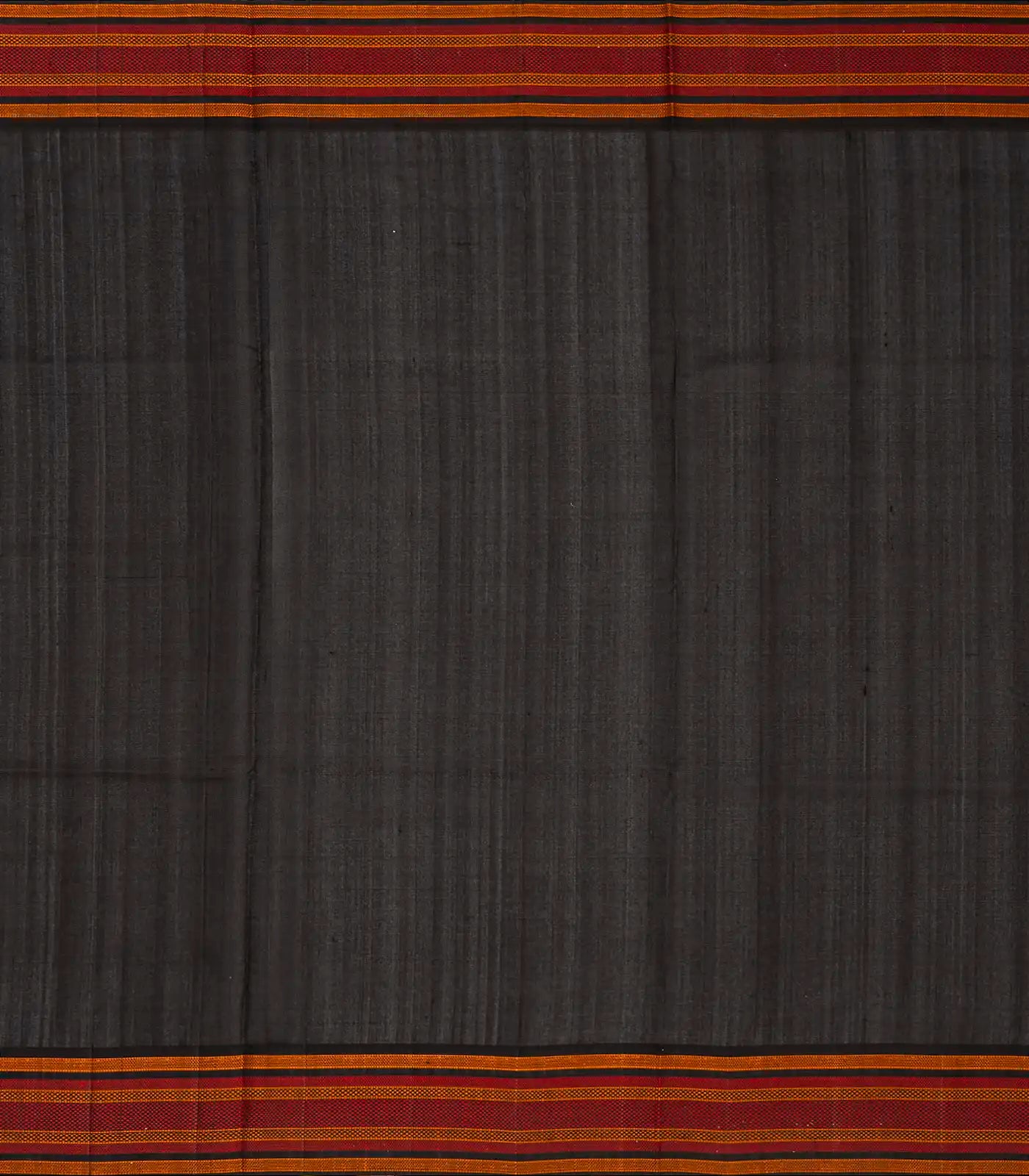 Black Handloom Kora Silk Saree With Checks & Thread Work Border