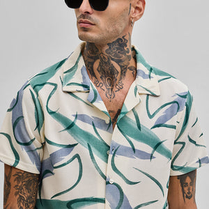 Cream Abstract Box Fit Shirt