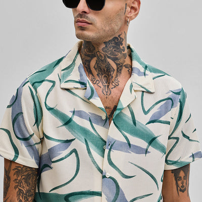 Cream Abstract Box Fit Shirt