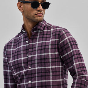 Purple Slim Fit Checks Shirt