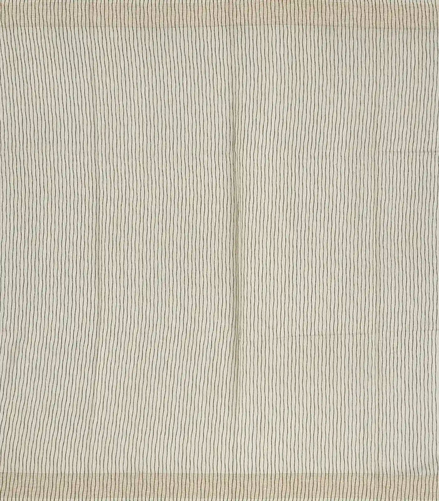 Black Handloom Tussar Silk Saree With Printed Leafy Motifs