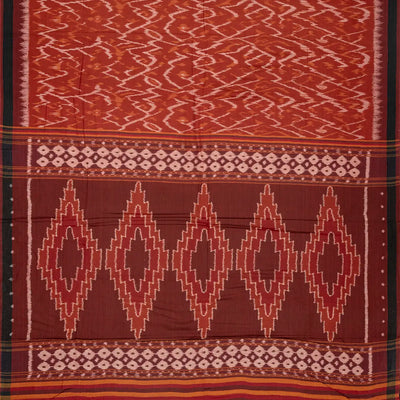 Crimson Handloom Orissa Cotton Saree With Tie & Dye Flower Motifs