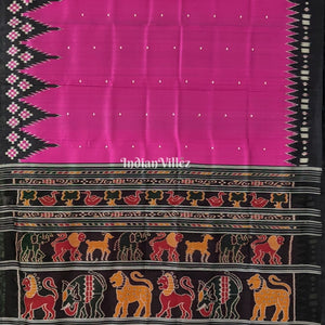 Magenta Black Border Pasapali Designer Contemporary Silk Saree