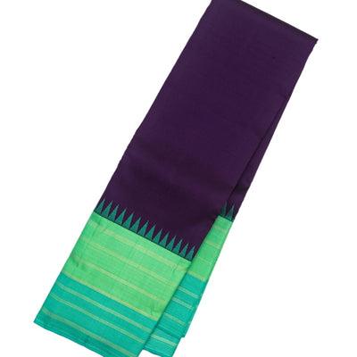 Magenta Handloom Kanchipuram Korvai Silk Saree With Aquamarine Border