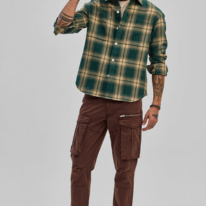 Dark Green Flannel Checks Slim Fit Shirt
