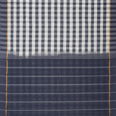 White Handloom Rasipuram Cotton Saree With Checks