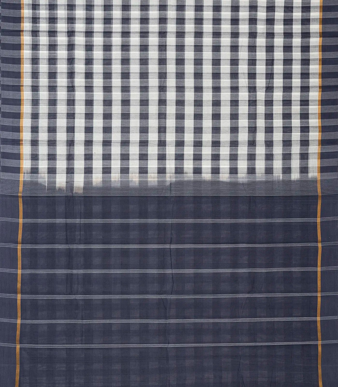 White Handloom Rasipuram Cotton Saree With Checks