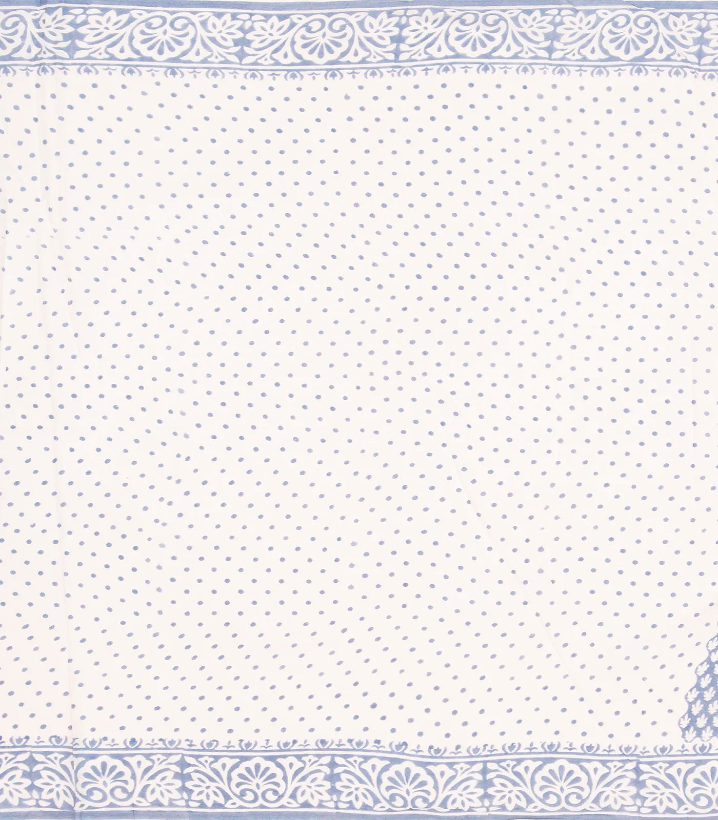 Light Blue Woven Jaipur Cotton Saree Printed With White Floral Motifs