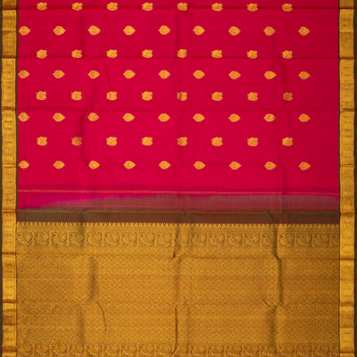 Pink Handloom Kanchipuram Silk Saree With Annam Buttas