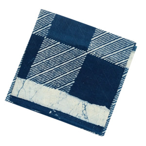 Indigo Woven Jaipur Cotton Saree Printed With White Diagonal Stripes