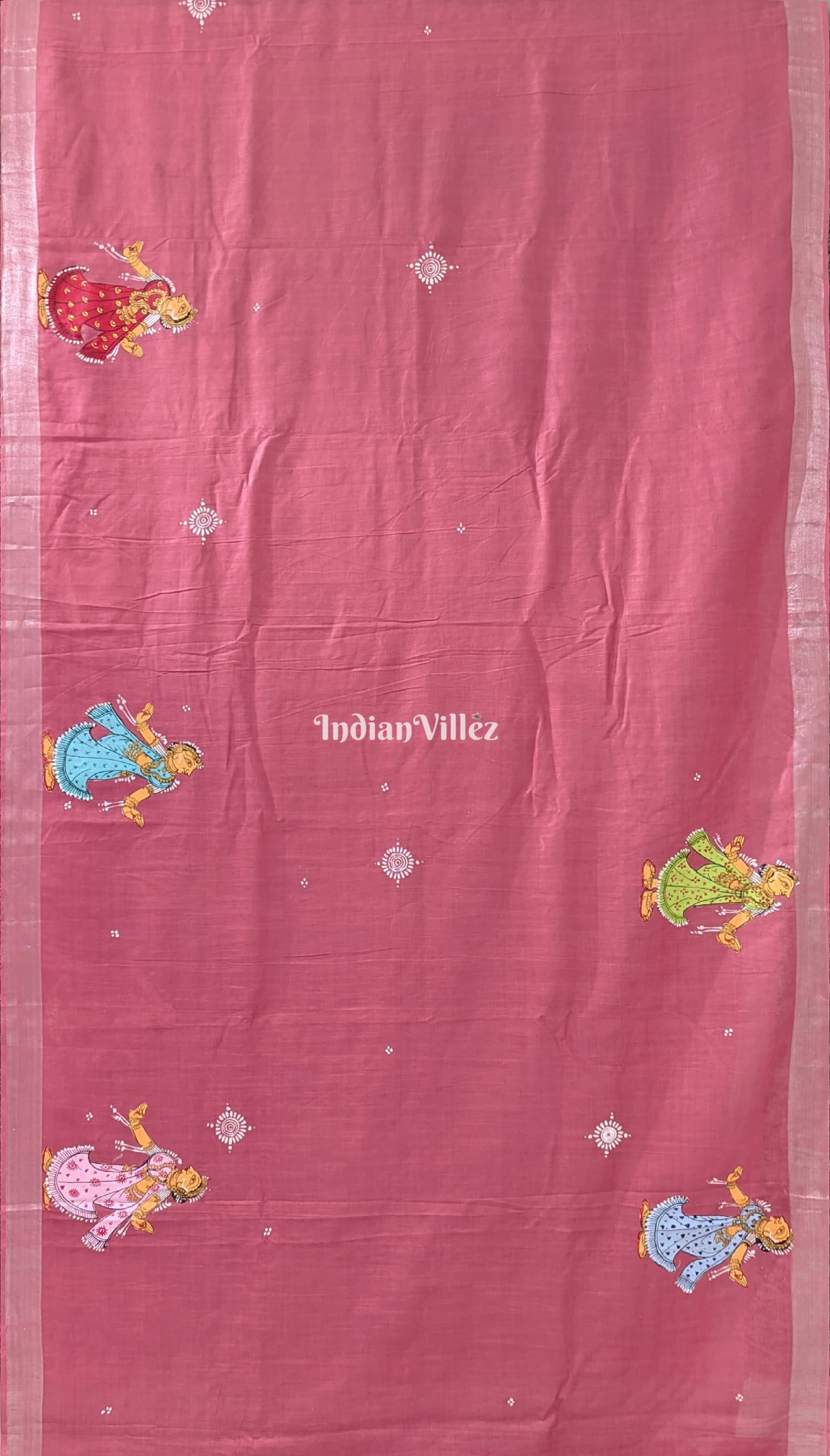 Pink Raja Theme Pattachitra Saree (Pre Order)