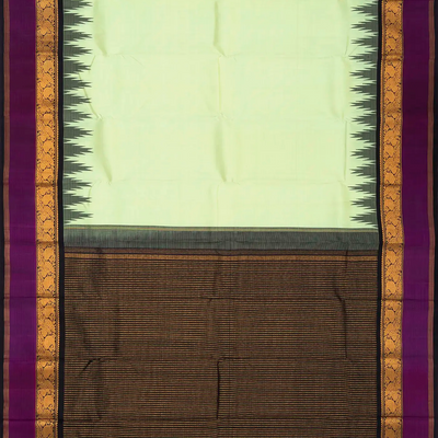 Mint Green Handloom Kanchipuram Korvai Silk Saree With Black Border