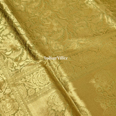 Golden Floral Theme Designer Banarasi Katan Silk Saree