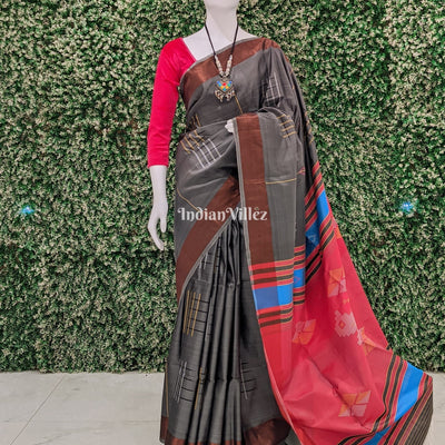 Gray Handloom Soft Silk Saree