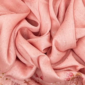 Dusty Pink Handwoven Linen Saree Printed With Floral Motifs In Border