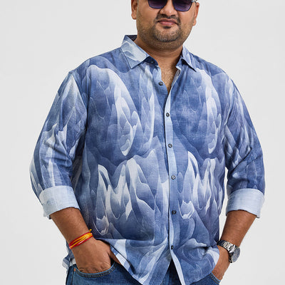 Blue Abstract Regular Fit Shirt