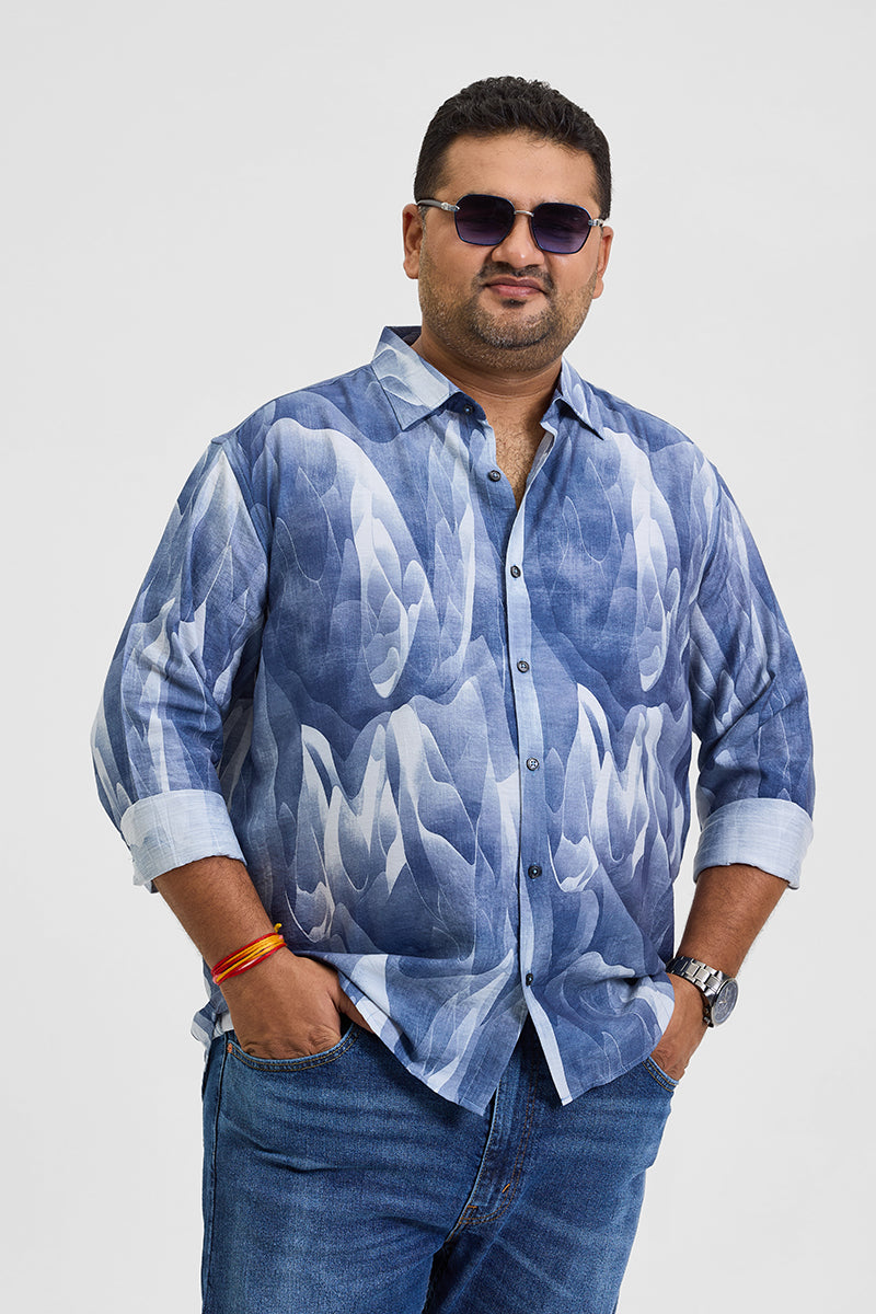 Blue Abstract Regular Fit Shirt
