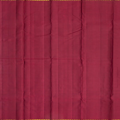 Olive Green Handloom Kanchipuram Silk Saree With Maroon Border