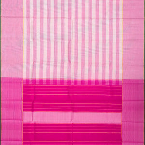Pink & White Handloom Kanchipuram Silk Saree With Checks