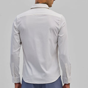 White Textured Slim Fit Shirt
