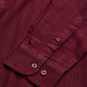 Maroon Slim Fit Stripes Shirt