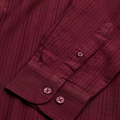 Maroon Slim Fit Stripes Shirt