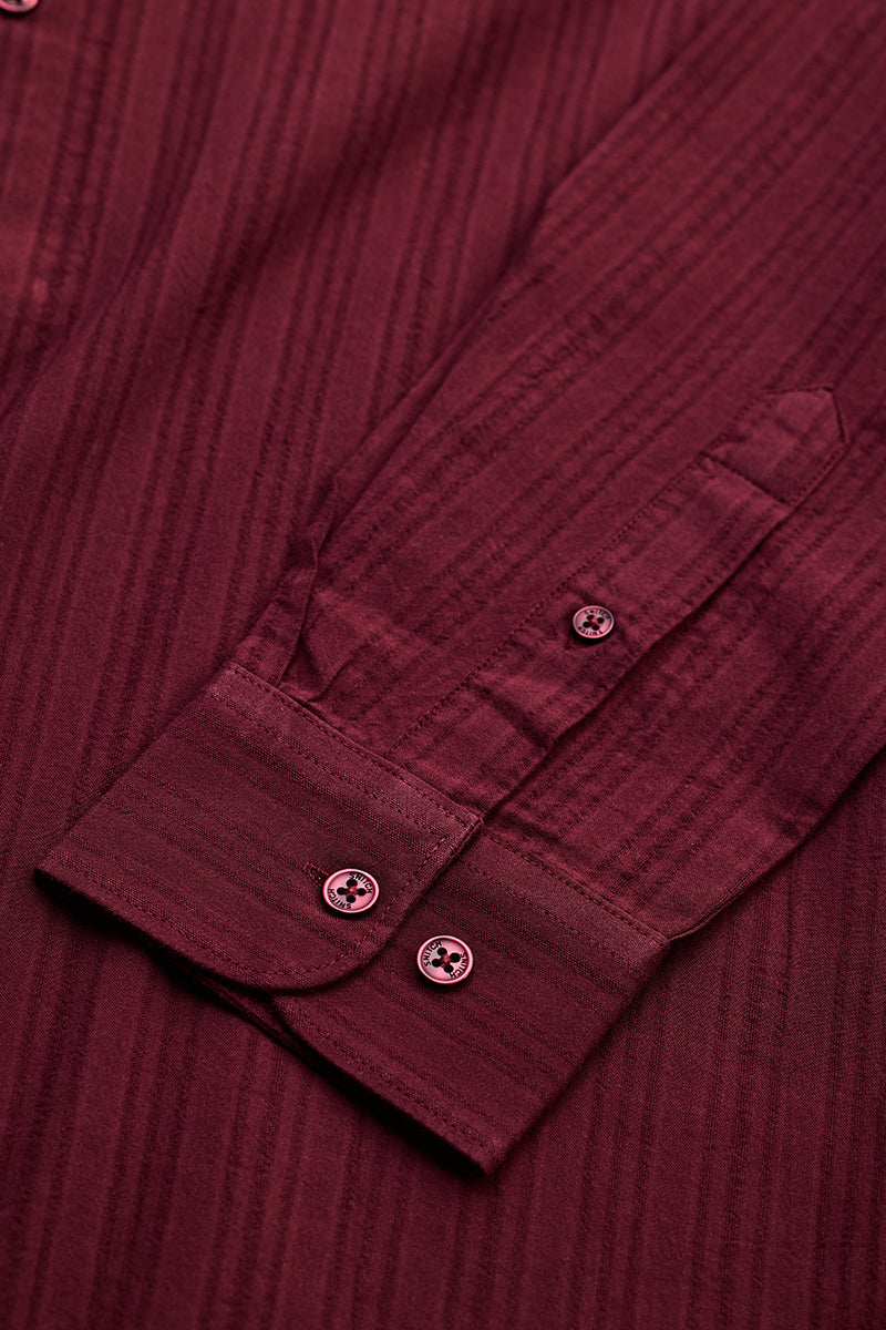 Maroon Slim Fit Stripes Shirt