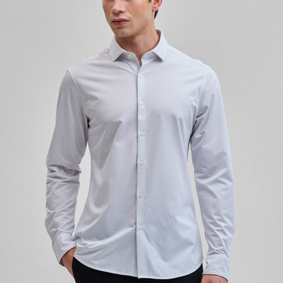 Light Grey Stripes Stretch Shirt