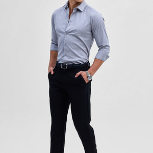 Light Grey Stretchable Slim Fit Shirt