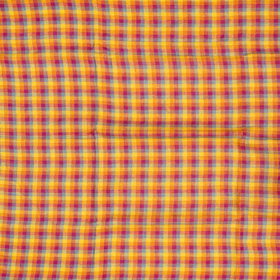 Multi-colour Muppagam Handloom Linen saree with Temple Border