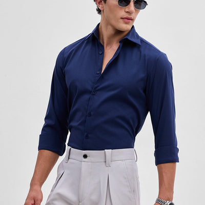 Navy Slim Fit Stretch Shirt