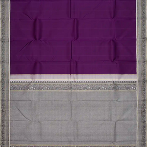 Magenta Handloom Kanchipuram Korvai Silk Saree With Contrast Border