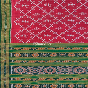 Maroon Tribal Odisha Handloom Khandua Silk Saree