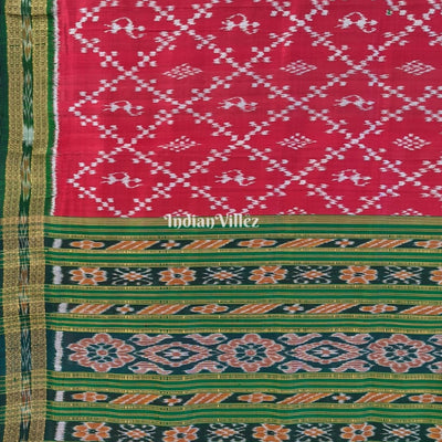 Maroon Tribal Odisha Handloom Khandua Silk Saree