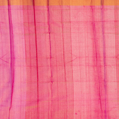 Yellow Handloom Uppada Plain Silk Saree With Pink Border