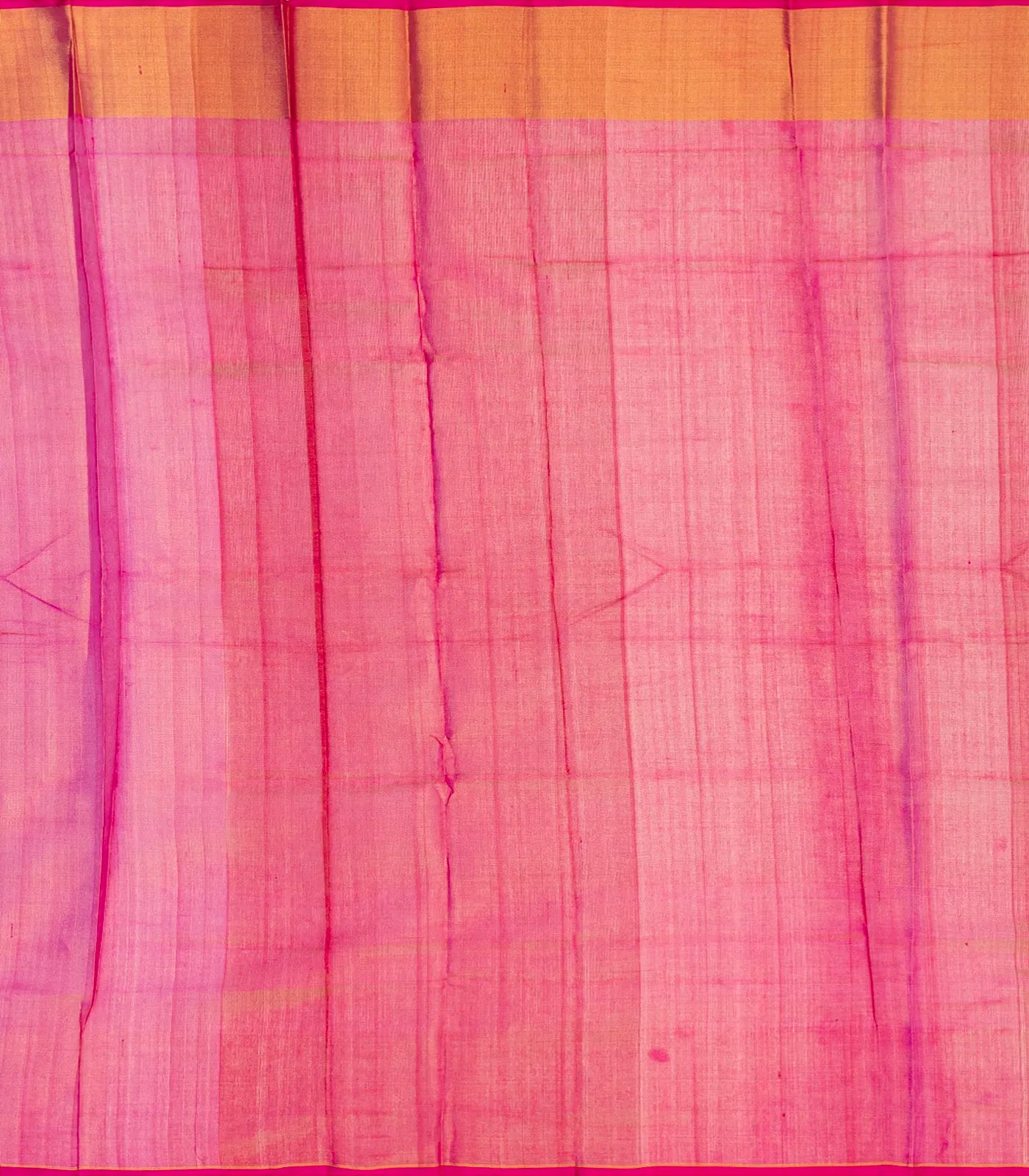 Yellow Handloom Uppada Plain Silk Saree With Pink Border
