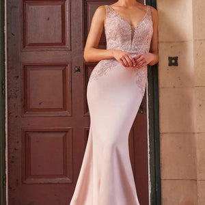 Montage M528 Long Fitted Formal Beaded Evening Dress