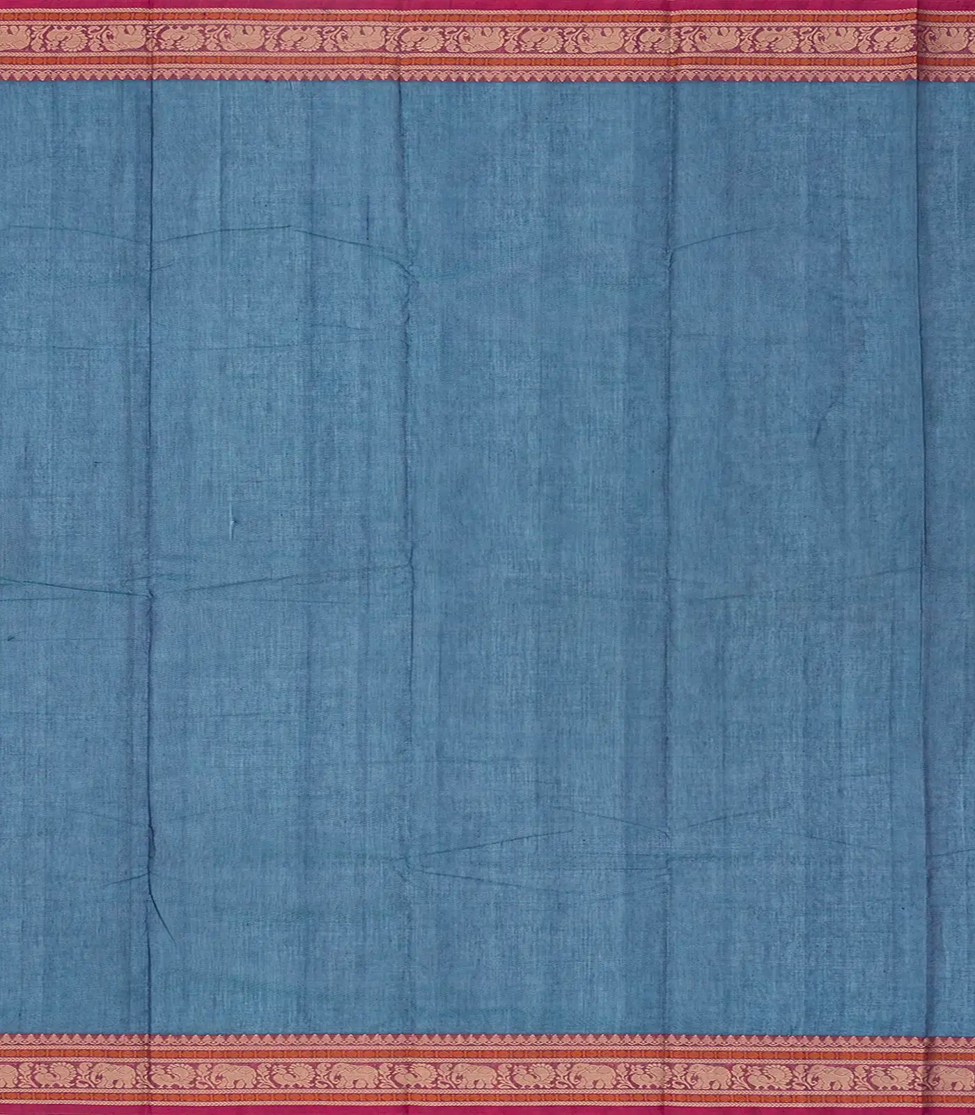 Blue Handloom Kanchi Cotton Saree With Annam & Diamond Buttas
