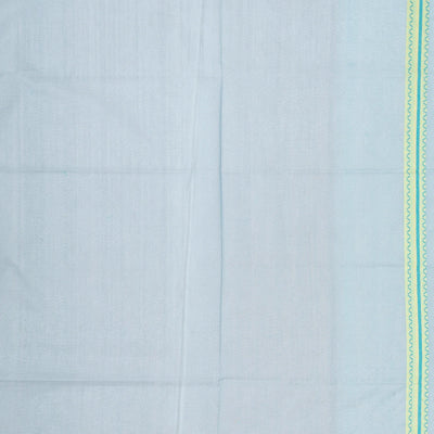 Light Blue Handwoven Banarasi Silk Cotton Saree With Floral Motifs