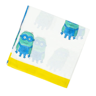 White Woven Jaipur Cotton Saree Printed With Minion Motifs